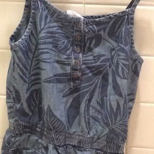 Denim tropical print romper